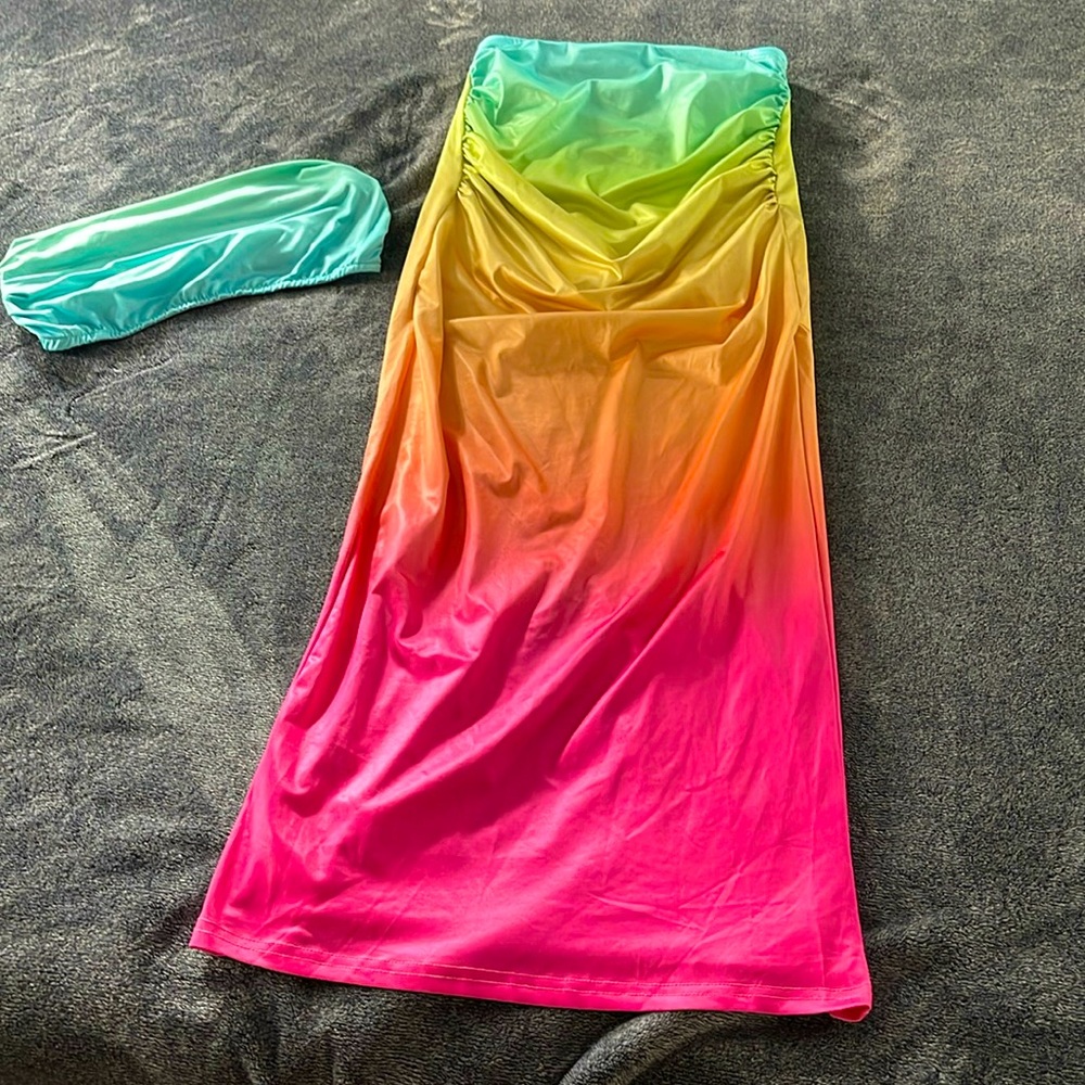 Ombre neon skirt set